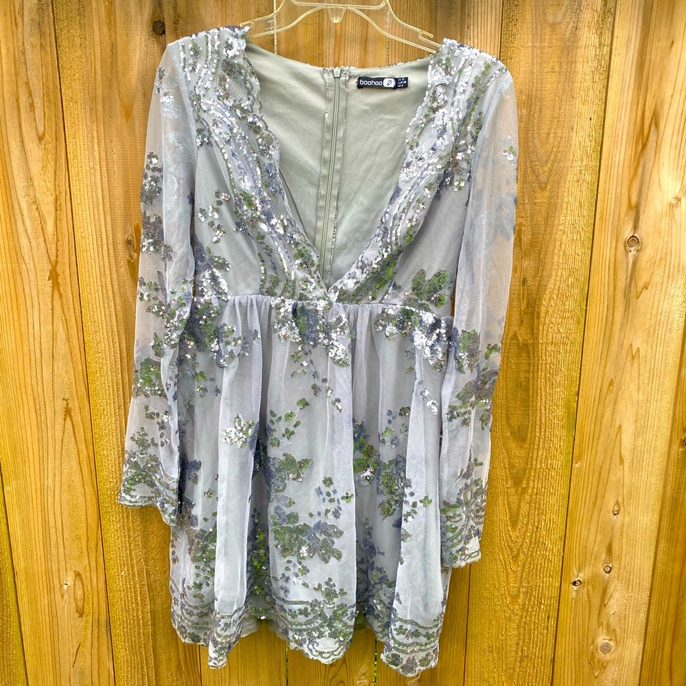 Sequined, long sleeve dress